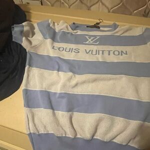 Louis Vuitton Sky Blue and White Mesh Top
